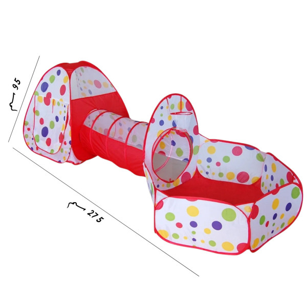 خيمة النفق 3 في 1 باللون الأحمر 🎪✨