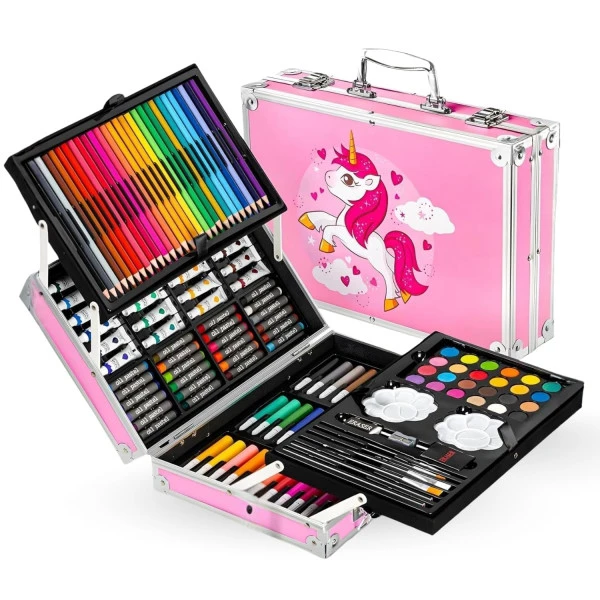 صندوق الوان يونيكورن زهري145 قطعه