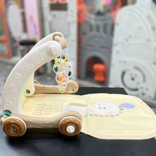 بيانو مع واكر لتعليم المشي - لون بيج